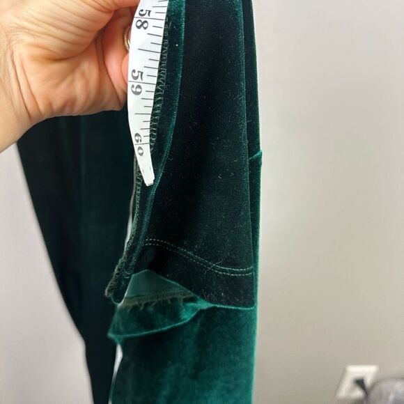 Vintage emerald green velour high thigh slit strappy back maxi dress - Picture 10 of 10